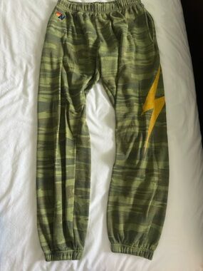 Aviator Nation Green Camo Sweatpants with Pockets Mens L but I wear Women’s M/L